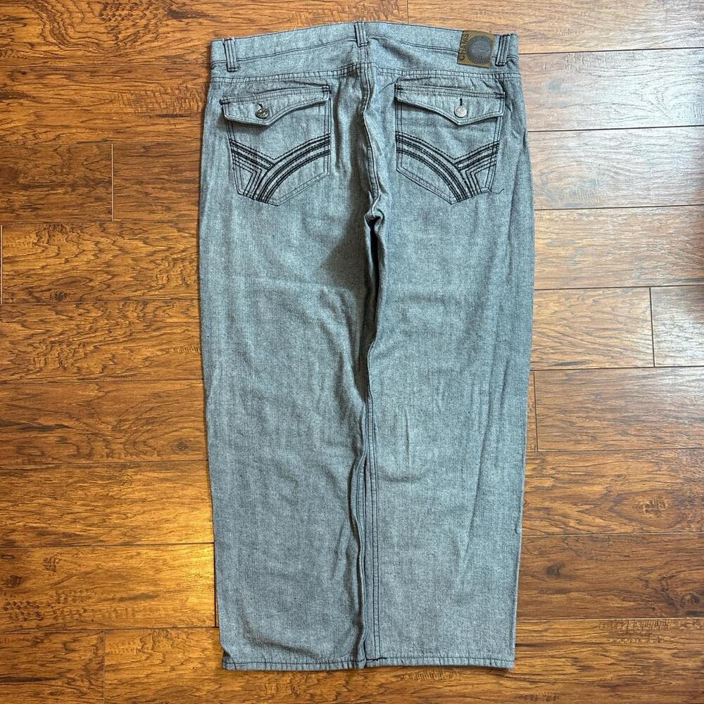 Vintage Chams Premium Baggy Grey Denim Jeans With Embroidered Back Pockets